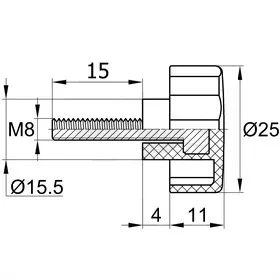 Фиксатор d25мм,М8х15,черный