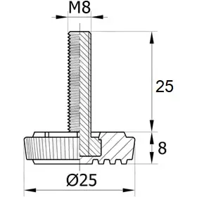 Опора резьбовая ОР25-8х25 европейская, черная