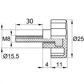 Фиксатор d25мм, М8х30, черный