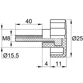 Фиксатор d25мм,М8х40,черный