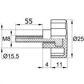 Фиксатор d25мм, М8х55, черный