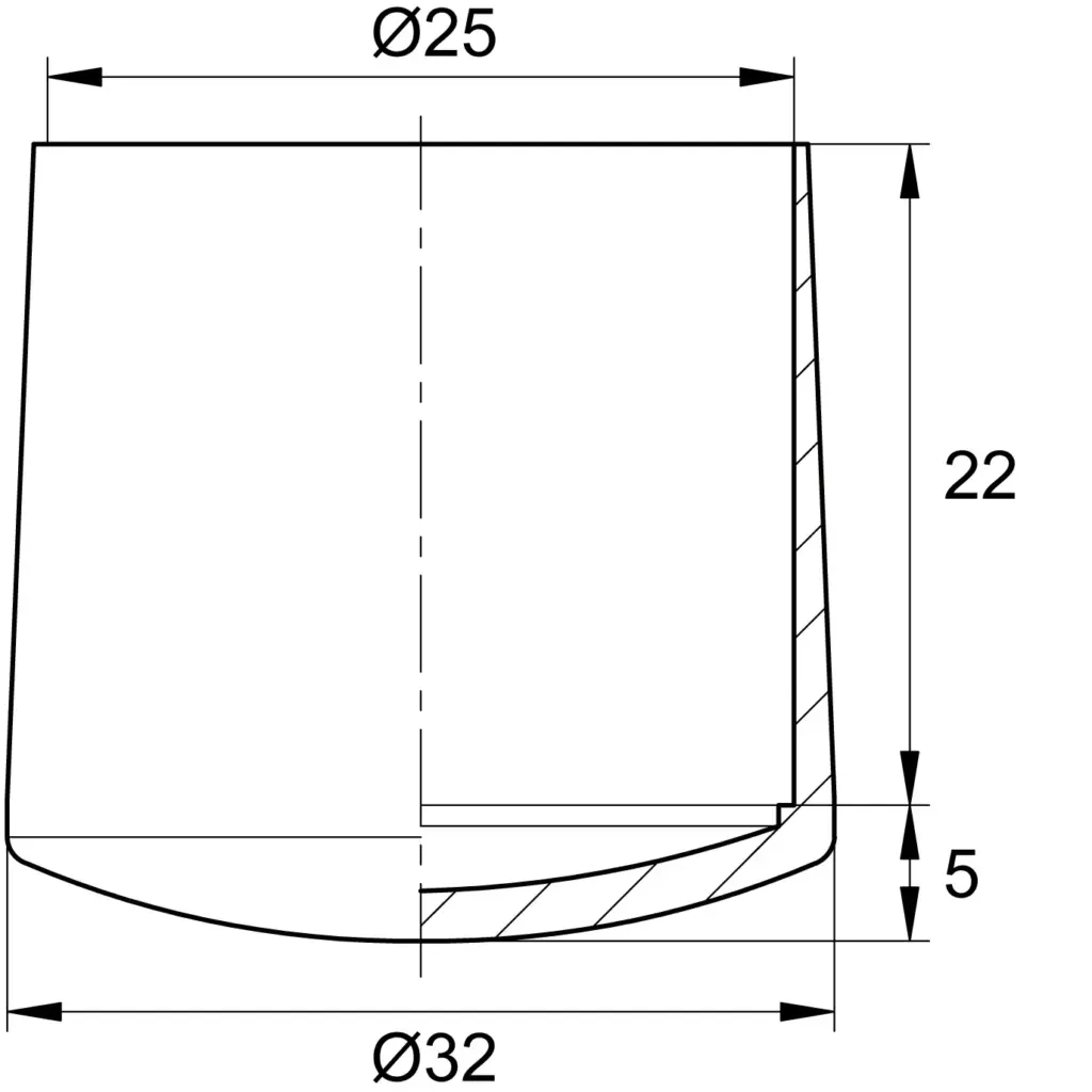Заглушка для труб Ø25 мм, наружная, черная