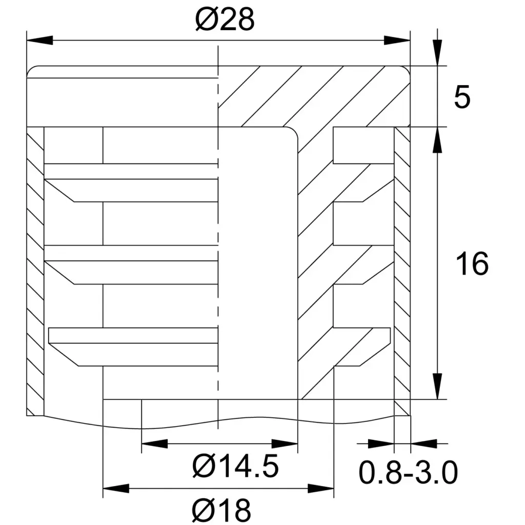 Заглушка для труб Ø28 мм, внутренняя, стенка трубы 0.8-3.0 мм, практичная, черная