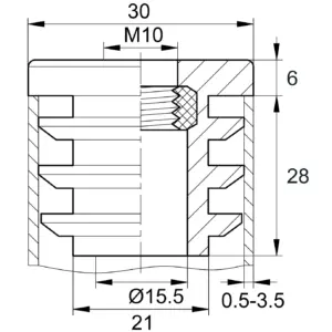 Заглушка с резьбой ЗР 30-30М10, черная