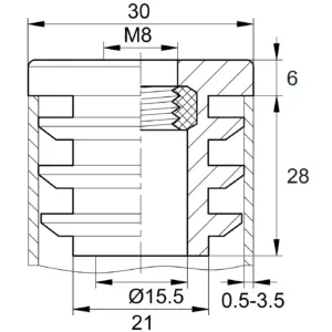 Заглушка с резьбой ЗР 30-30М8, черная
