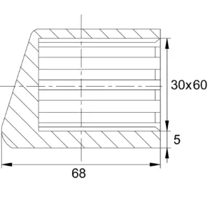 Опора наконечник пластиковая для труб прямогольного сечения 30х60, наружняя, черная