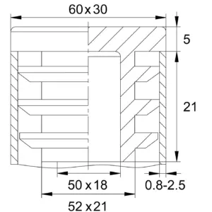 Заглушка пластиковая прямоугольная 30х60 мм, с плоской шляпкой, черная