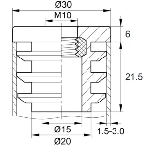 Заглушка с резьбой d 30мм,ЗР 30М10, черная