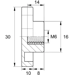 Барашек проходной 30мм,М6,черный