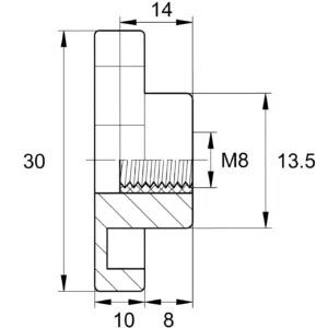 Барашек проходной 30мм,М8,черный