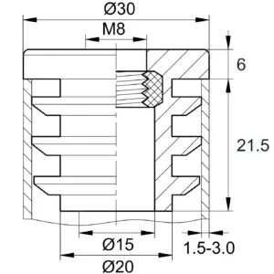 Заглушка с резьбой d 30мм,ЗР 30М8,черная