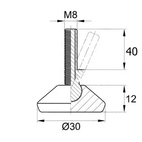 Опора шарнирная черная 30ШМ8-40ЧН