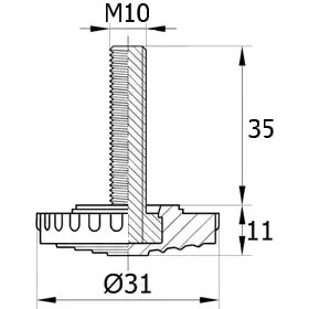 Опора резьбовая ОР31-10х35, черная