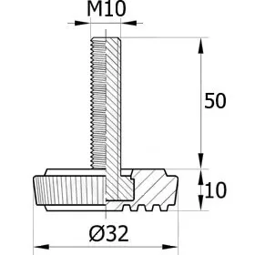 Опора резьбовая ОР32-10х50 европейская, черная