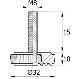 Опора резьбовая ОР 32- 8х15 европейская, черная