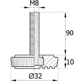 Опора резьбовая ОР32- 8х90 европейская, черная