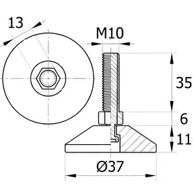 Опора резьбовая ОР37-10х35 поворотно-шарнирная, черная