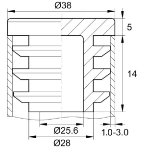 Заглушка круглая для труб Ø38 мм, стенка трубы 1.0-3.0 мм, практичная, черная