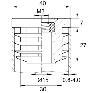 Заглушка с резьбой ЗР 40-40М8, черная