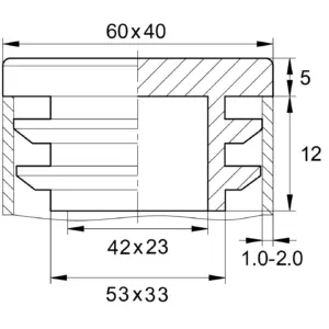 Заглушка пластиковая прямоугольная для труб 40х60, черная