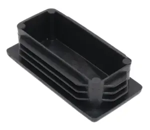 Заглушка пластиковая прямоугольная для труб 40х80 мм, практичная с ребрами, черная