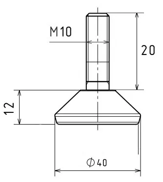 Опора резьбовая ОР40-10х20 декоративная, черная