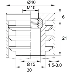 Заглушка с резьбой d 40мм,ЗР 40М10,черная