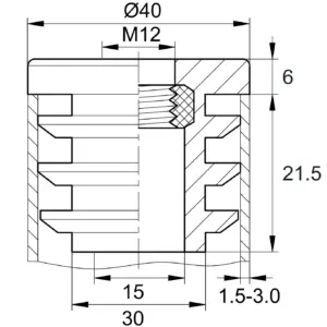 Заглушка с резьбой ЗР 40М12, черная