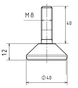 Опора резьбовая ОР40-8х40 декоративная, черная