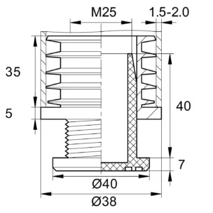 Опора регулируемая пластиковая d 40мм, черная