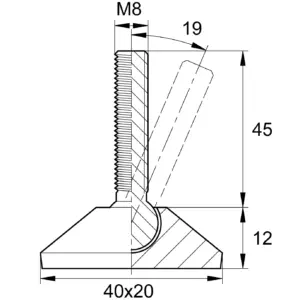 Опора шарнирная с круглым основанием D40мм с внутр.шестигранником М8х45