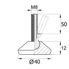 Опора шарнирная черная 40ШМ8-50ЧН
