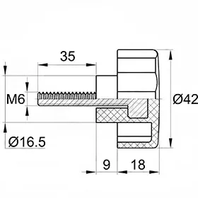 Фиксатор d42мм,М6х35, серый