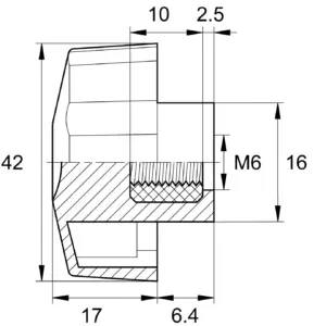 Барашек проходной 42мм,М6,черный