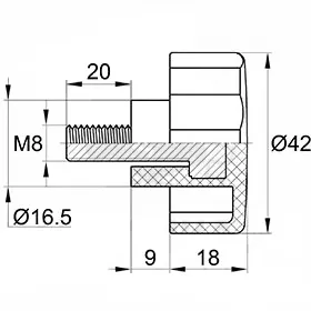Фиксатор d42мм,М8х20, черный