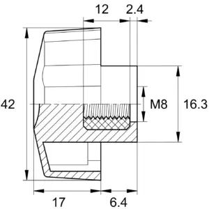 Барашек проходной 42мм,М8,черный