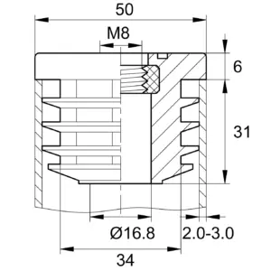 Заглушка с резьбой ЗР 50-50М8, черная