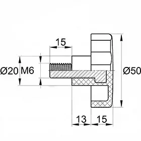 Фиксатор d50мм,М 6х15,черный