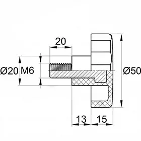 Фиксатор d50мм,М 6х20,черный