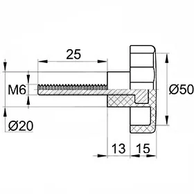 Фиксатор d50мм,М 6х25,черный