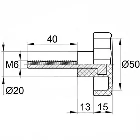 Фиксатор d50мм,М 6х40,черный