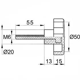Фиксатор d50мм,М 6х55,черный