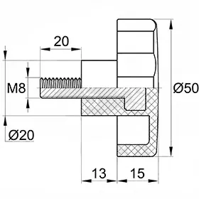 Фиксатор d50мм,М8х20,черный