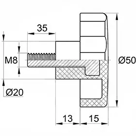 Фиксатор d50мм,М8х35,белый