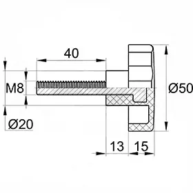 Фиксатор d50мм,М8х40, черный