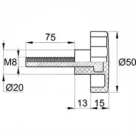 Фиксатор d50мм,М8х75,черный