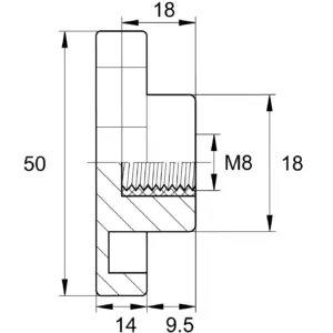 Барашек 50мм,М8,черный