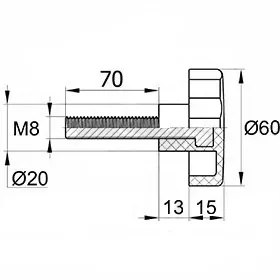 Фиксатор d60мм, М8х70, черный