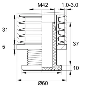 Опора регулируемая d 60мм, черная