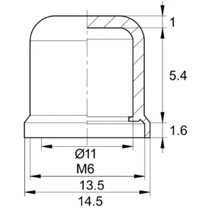 Колпачок пластиковый на винт/болт М6, черный, серия TPDR6, основание 14,5 (KM6ШЧН)